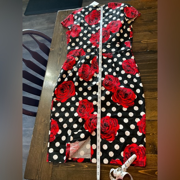 Grace Karin Black and Red Floral Polka Dot Midi Dress - Picture 9 of 9